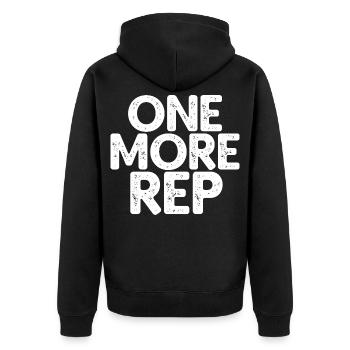one more rep - Unisex Premium Organic Zip Hoodie - black - Back - Nico (187cm)