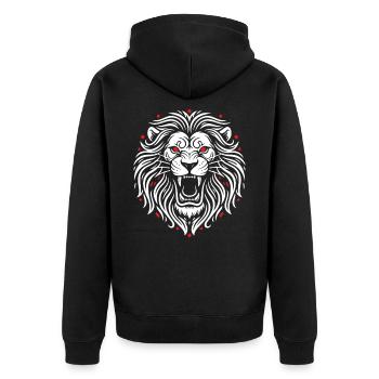 Roaring Lion Tribal Maskottchen Logo Sportspiel - Unisex Premium Bio Zip Hoodie - Schwarz - Hinten - Nico (187cm)