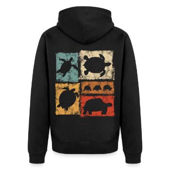 Turtles in Perspective Vintage Print - Unisex Premium Organic Zip Hoodie - black - Back - Nico (187cm)