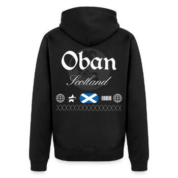 Souvenir de voyage Oban Scotland Streetwear - Veste à capuche bio Premium Unisexe - noir - Dos - Nico (187cm)