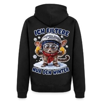 Ich filtere nur den Winter - Unisex Premium Bio Zip Hoodie - Schwarz - Hinten - Nico (187cm)