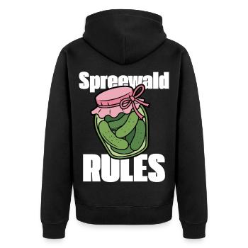 Spreewald Gurken im Einmachglas mit Schleife - Unisex Premium Bio Zip Hoodie - Schwarz - Hinten - Nico (187cm)