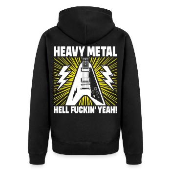 Heavy Metal, verdammt ja! - Unisex Premium Bio Zip Hoodie - Schwarz - Hinten - Nico (187cm)
