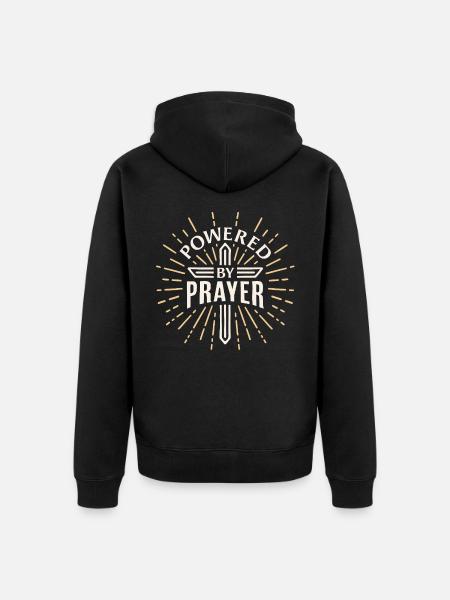 Powered by prayer christian faith - Unisex Premium Organic Zip Hoodie - black