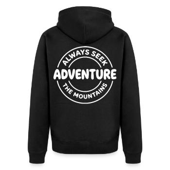 Berg Wandern Spruch - Unisex Premium Bio Zip Hoodie - Schwarz - Hinten - Nico (187cm)