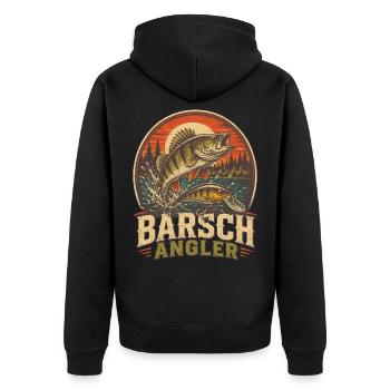 Chemise à motif pêcheur perchaud - Veste à capuche bio Premium Unisexe - noir - Dos - Nico (187cm)