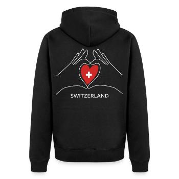 Cœur de fan suisse avec drapeau suisse Suisse - Veste à capuche bio Premium Unisexe - noir - Dos - Nico (187cm)
