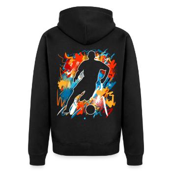 Football, joueurs de football en cours de football - Veste à capuche bio Premium Unisexe - noir - Dos - Nico (187cm)