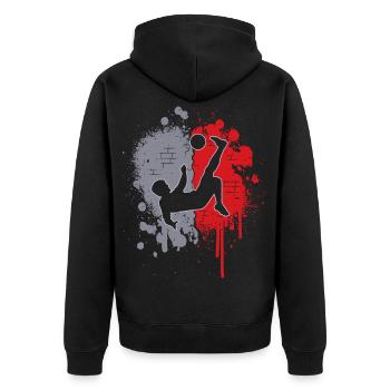 Fußball Fußballer Farbklecks Kinder Jungen Fußball - Unisex Premium Bio Zip Hoodie - Schwarz - Hinten - Nico (187cm)