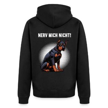 Nerv Mich Nicht Dobermann Dobermannbesitzer  - Unisex Premium Bio Zip Hoodie - Schwarz - Hinten - Nico (187cm)