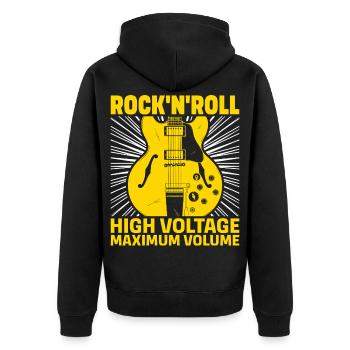 Rock'N'Roll High Voltage Guitar - Unisex Premium Organic Zip Hoodie - black - Back - Nico (187cm)