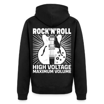 Rock'N'Roll High Voltage Guitar - Unisex Premium Organic Zip Hoodie - black - Back - Nico (187cm)