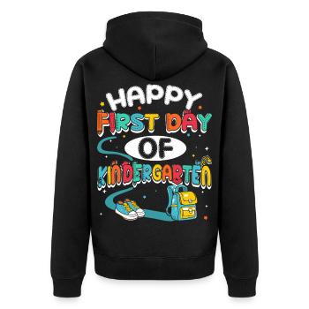 Happy First Day of the Kindergarten Children - Unisex Premium Organic Zip Hoodie - black - Back - Nico (187cm)