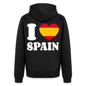 J’aime l’Espagne - Fan de Love Heart Espagne - Veste à capuche bio Premium Unisexe - noir - Dos - Nico (187cm)