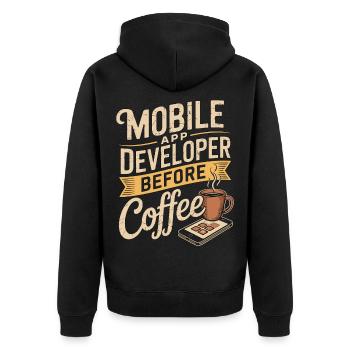 Mobile App Developer Before Coding Coffee Lover - Unisex Premium Bio Zip Hoodie - Schwarz - Hinten - Nico (187cm)
