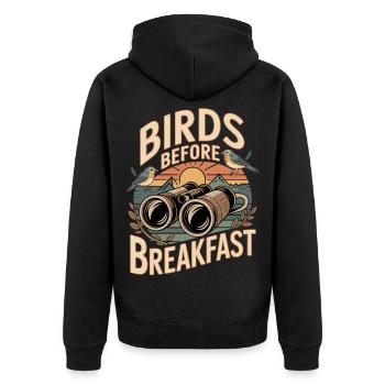 Des oiseaux avant le petit-déjeuner - Veste à capuche bio Premium Unisexe - noir - Dos - Nico (187cm)