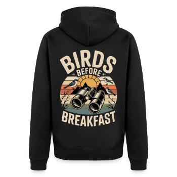 Des oiseaux avant le petit-déjeuner - Veste à capuche bio Premium Unisexe - noir - Dos - Nico (187cm)