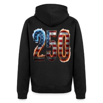 250 ans d’Amérique - Veste à capuche bio Premium Unisexe - noir - Dos - Nico (187cm)