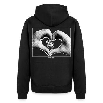 Main en forme de cœur avec un petit turbo - Veste à capuche bio Premium Unisexe - noir - Dos - Nico (187cm)