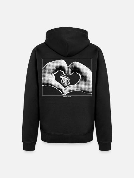 Heart hand with a small turbo - Unisex Premium Organic Zip Hoodie - black