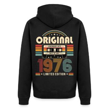 Cadeau du 50e anniversaire Millésime de juillet 1976 - Veste à capuche bio Premium Unisexe - noir - Dos - Nico (187cm)