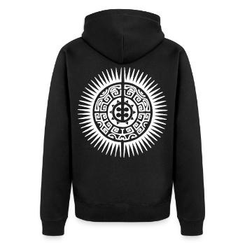 White Tribal Sun - Unisex Premium Organic Zip Hoodie - black - Back - Nico (187cm)