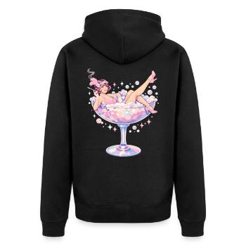 Vintage Flapper Girl in Martini Glass Pastel - Unisex Premium Organic Zip Hoodie - black - Back - Nico (187cm)