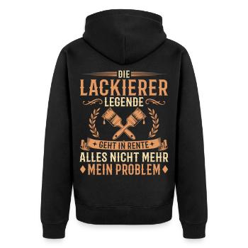Abschied Lackierer Legende in Rente - Unisex Premium Bio Zip Hoodie - Schwarz - Hinten - Nico (187cm)