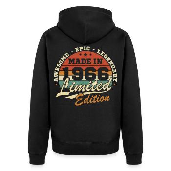 1966 Vintage Retro Geburtstagsgeschenk - Unisex Premium Bio Zip Hoodie - Schwarz - Hinten - Nico (187cm)