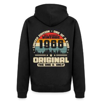 1966 Vintage Retro Geburtstagsgeschenk - Unisex Premium Bio Zip Hoodie - Schwarz - Hinten - Nico (187cm)