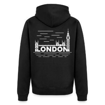 Typographie de la Skyline de Londres - Veste à capuche bio Premium Unisexe - noir - Dos - Nico (187cm)