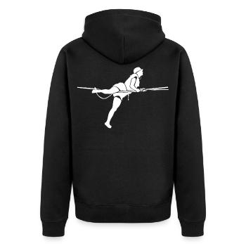 Slackline Balance Sport Lifestyle Silhouette - Unisex Premium Bio Zip Hoodie - Schwarz - Hinten - Nico (187cm)