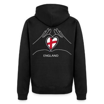 England Heart with English Flag Fan - Unisex Premium Organic Zip Hoodie - black - Back - Nico (187cm)