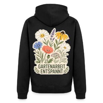 Gartenarbeit entspannt - Unisex Premium Bio Zip Hoodie - Schwarz - Hinten - Nico (187cm)