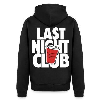 Last Night Club Party Cup Design - Unisex Premium Bio Zip Hoodie - Schwarz - Hinten - Nico (187cm)