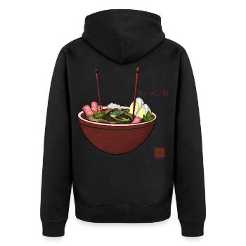 Funny Ramen Crocodile Alligator Cute Noodle Lover - Unisex Premium Organic Zip Hoodie - black - Back - Nico (187cm)