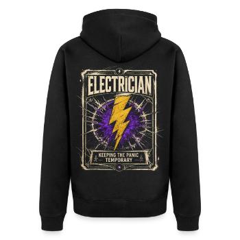 Funny Electrician Quote Retro Workshop Design - Unisex Premium Organic Zip Hoodie - black - Back - Nico (187cm)
