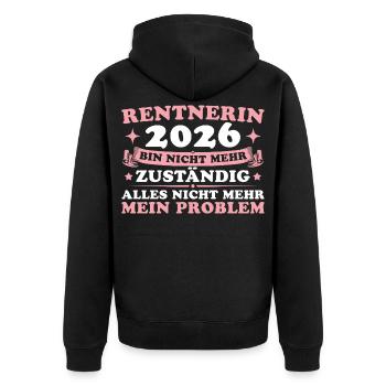 Abschiedsgeschenk Kollegin 2026 Rentnerin - Unisex Premium Bio Zip Hoodie - Schwarz - Hinten - Nico (187cm)