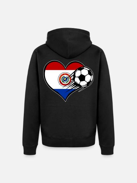 Paraguay Flagge Fußball mit Herz - Unisex Premium Bio Zip Hoodie - Schwarz