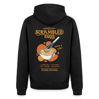 Breakfast Scrambled Eggs Funny Brunch Coffee Food - Unisex Premium Organic Zip Hoodie - black - Back - Nico (187cm)