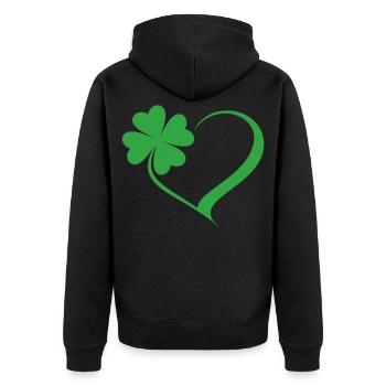 Green Shamrock Heart Design - Unisex Premium Organic Zip Hoodie - black - Back - Nico (187cm)