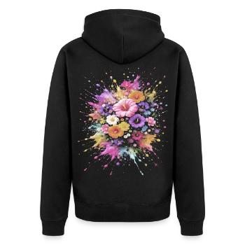 Bouquet de Fleurs Multicolore Splash Art - Veste à capuche bio Premium Unisexe - noir - Dos - Nico (187cm)