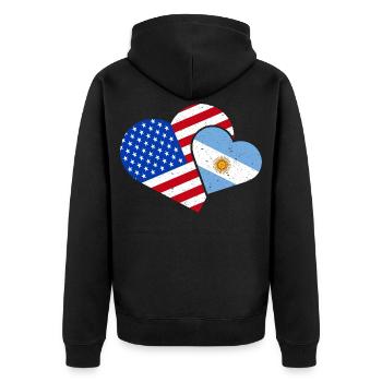 Argentina America Argentine American USA - Unisex Premium Organic Zip Hoodie - black - Back - Nico (187cm)