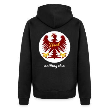 Tirol Adler Emblem Nothing Else - Unisex Premium Bio Zip Hoodie - Schwarz - Hinten - Nico (187cm)