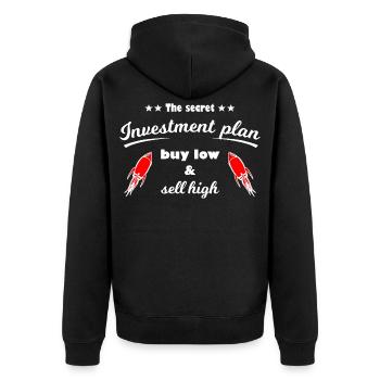 Investment Plan Rockets Print - Unisex Premium Organic Zip Hoodie - black - Back - Nico (187cm)