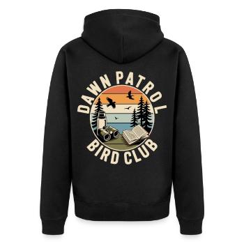 Dawn Patrol Bird Club Logo - Unisex Premium Bio Zip Hoodie - Schwarz - Hinten - Nico (187cm)