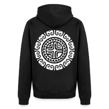 White Tribal Flower - Unisex Premium Organic Zip Hoodie - black - Back - Nico (187cm)