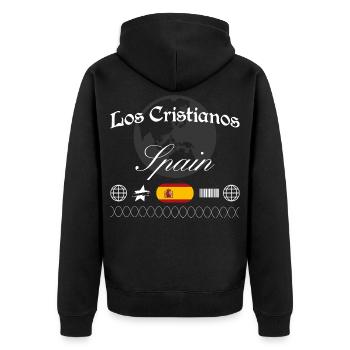 Los Cristianos Spanien Streetwear Reise Souvenir - Unisex Premium Bio Zip Hoodie - Schwarz - Hinten - Nico (187cm)