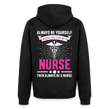 Krankenschwester - Unisex Premium Bio Zip Hoodie - Schwarz - Hinten - Nico (187cm)
