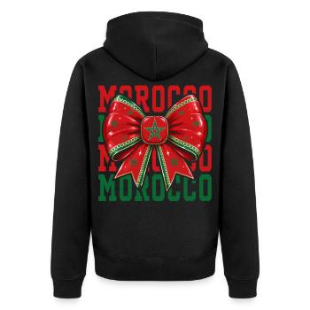 Morocco Flag Bow | Moroccan Coquette Style - Unisex Premium Organic Zip Hoodie - black - Back - Nico (187cm)